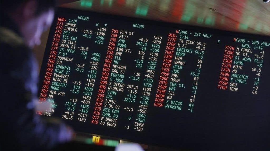 A sports odds board providing different lines