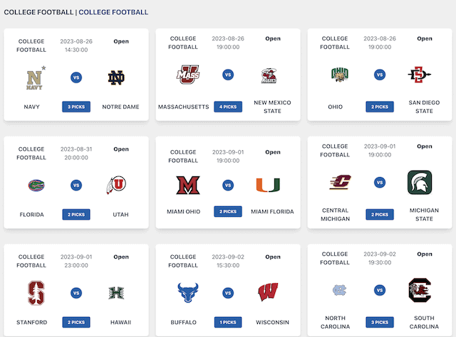 Tons of NCAAF picks already in our system